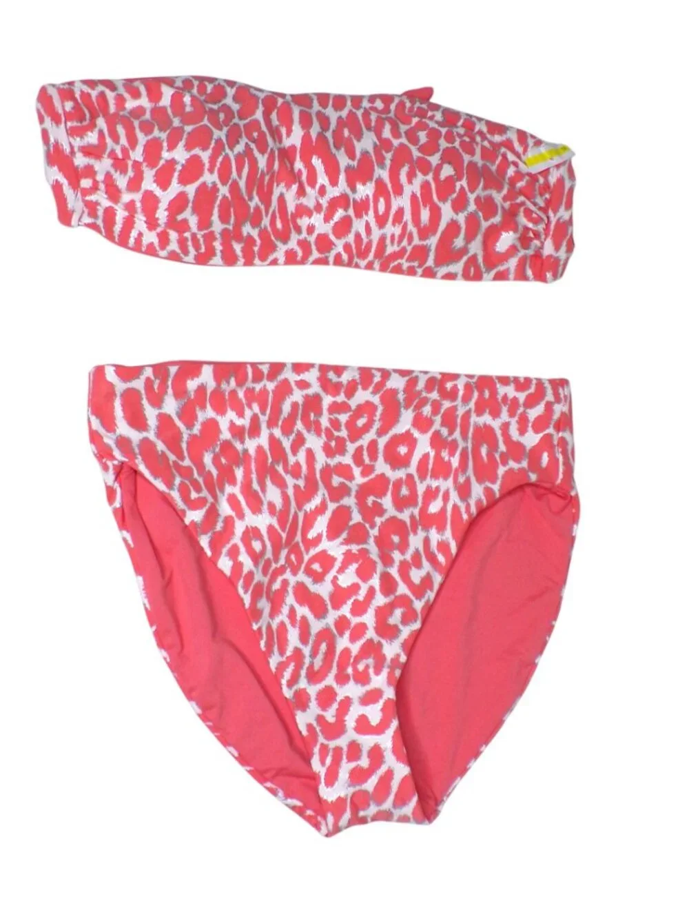 🆕CARMEN MARC VALVO Reversible Bandeau Bikini Swimsuit Melon Cheetah Small